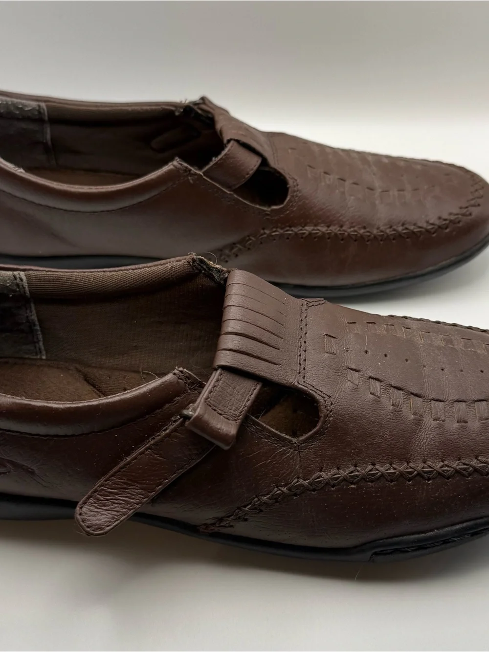Women’s Brown Slip-On Leather Loafers with Strap